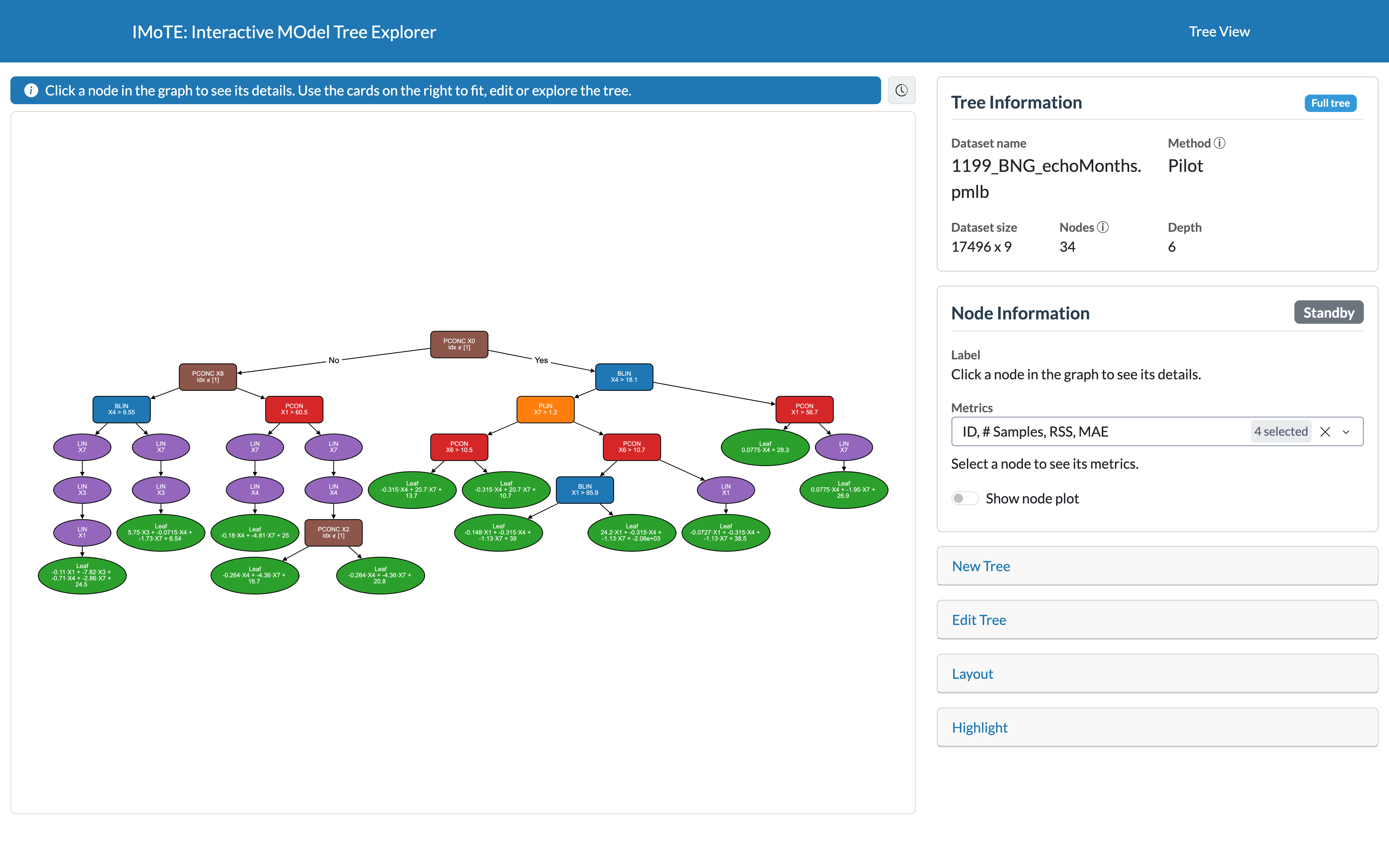 Screenshot: full application overview, showing the graph and the sidebar