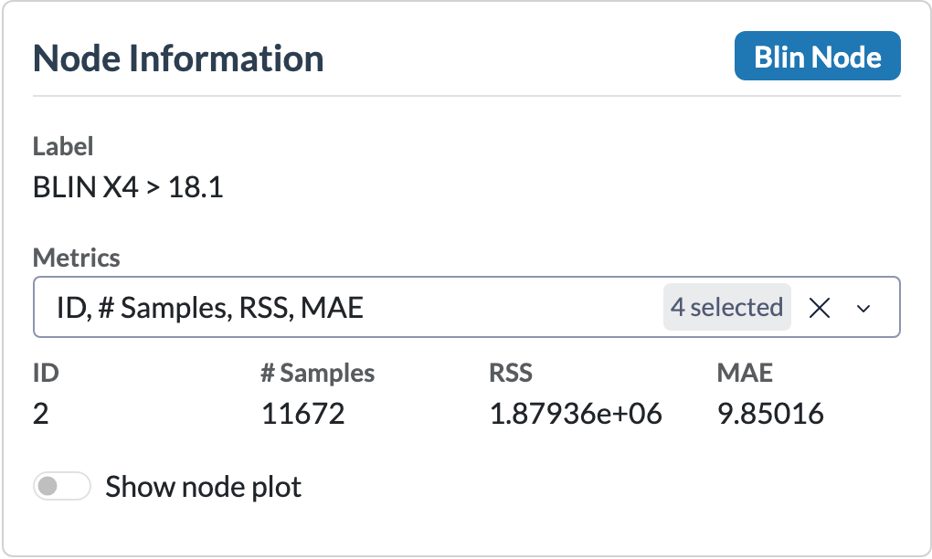 Screenshot: Node Information card with a node selected