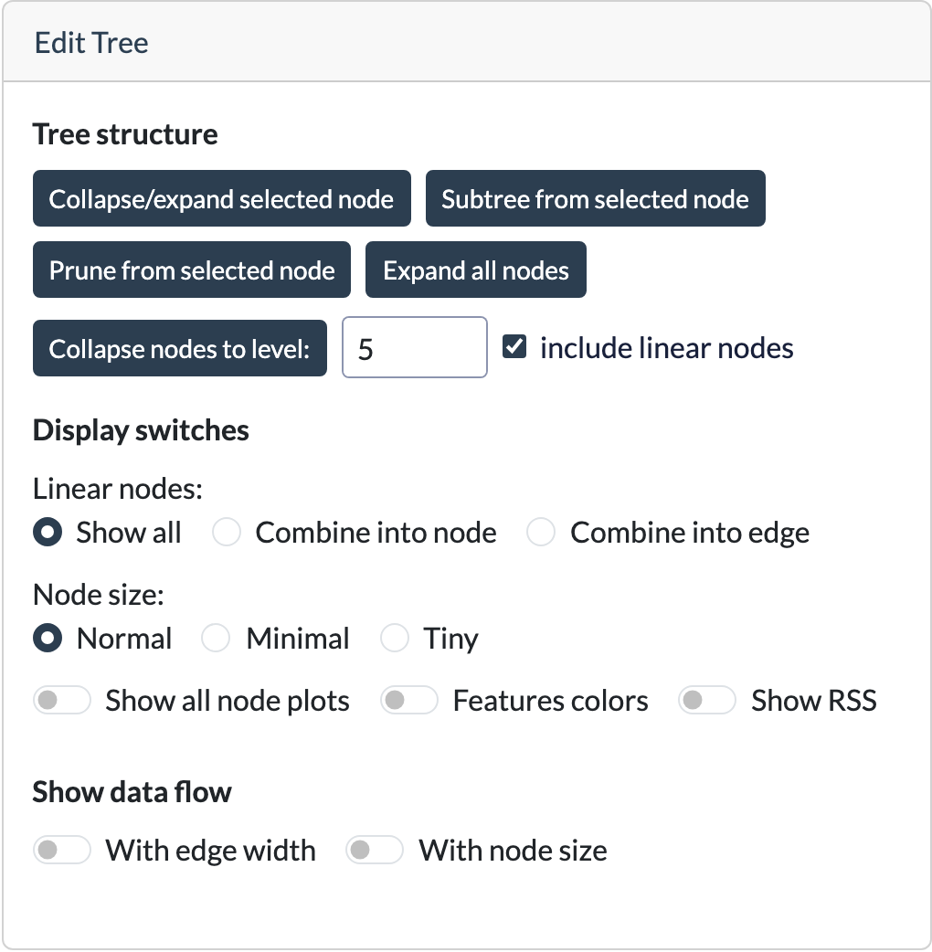 Screenshot: Edit Tree card, expanded